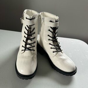 White Lace Up Boots